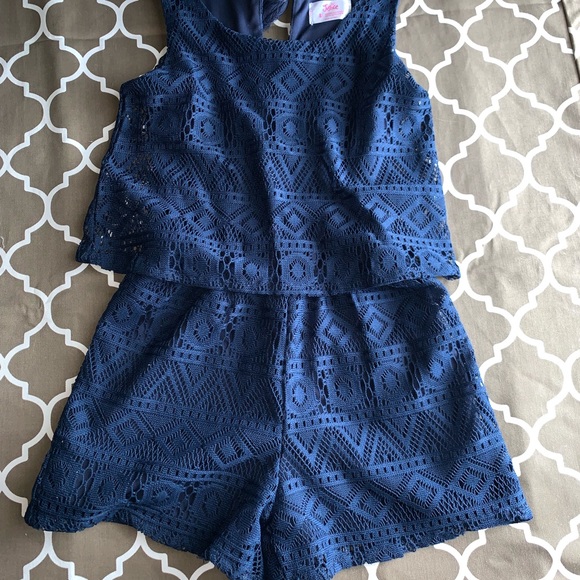 Blue Lace Romper - Picture 1 of 4